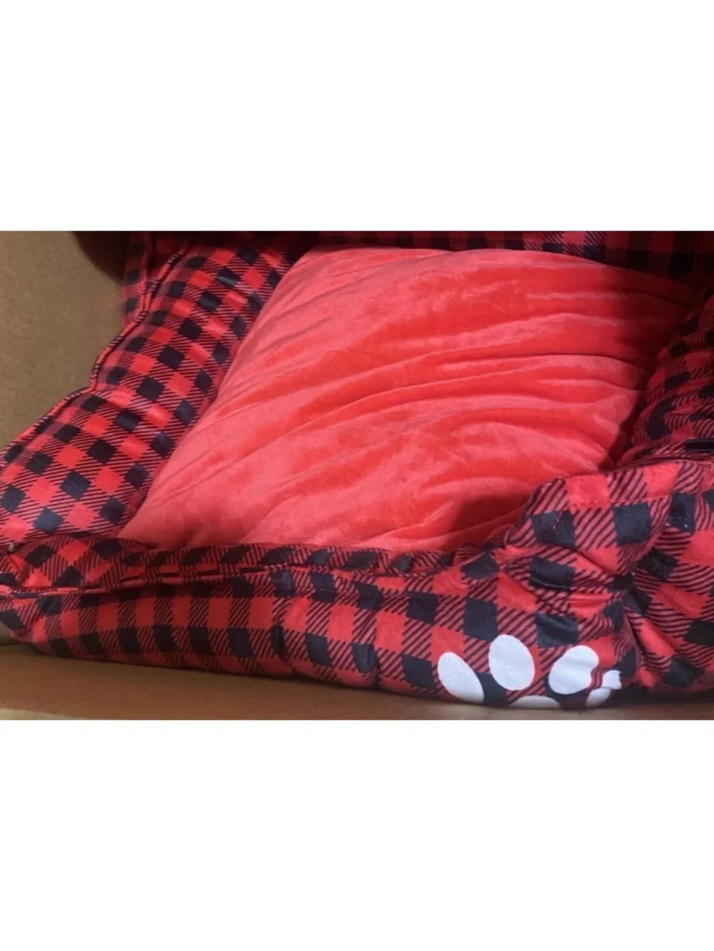 buffalo check Cuddler Small Dog or Cat Bed, Red/Black 19